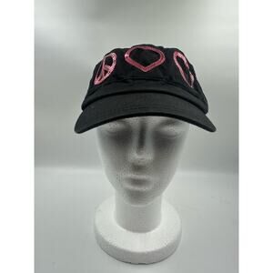 Disney Peace Love Mickey Hat Cap - Adjustable - Black - 100% Cotton
